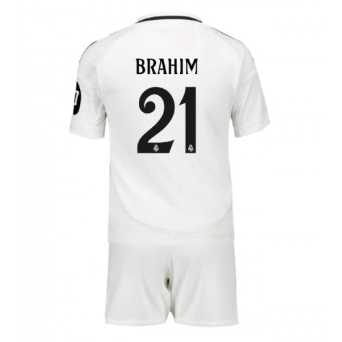 Fotballdrakt Barn Real Madrid Brahim Diaz #21 Hjemmedraktsett 2024-25 Kortermet (+ Korte bukser)